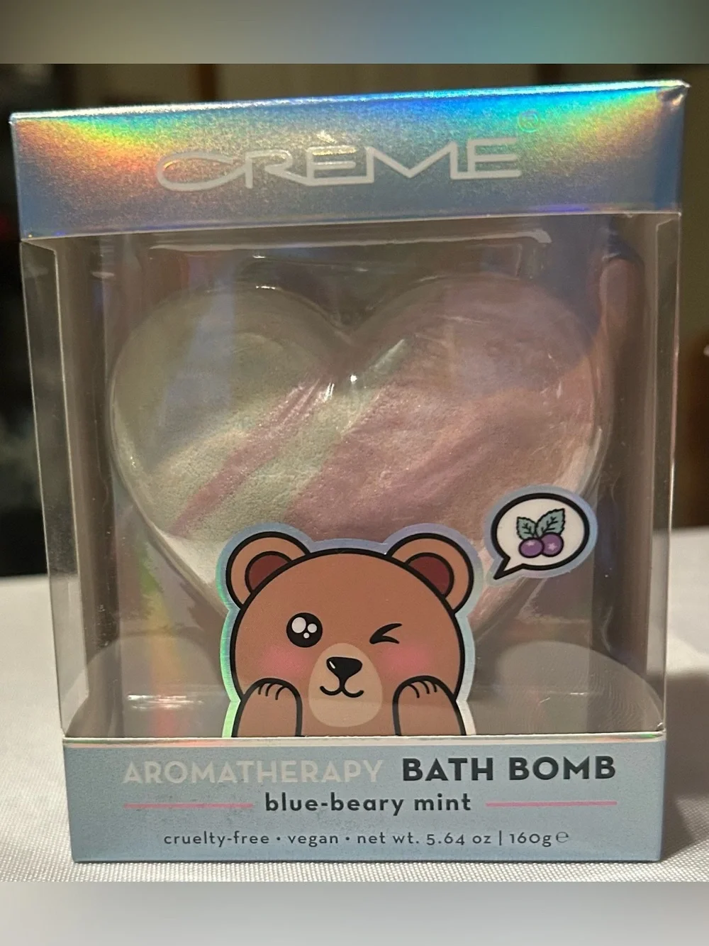 Crème Shop Blue-Beary Mint Heart Bath Bomb